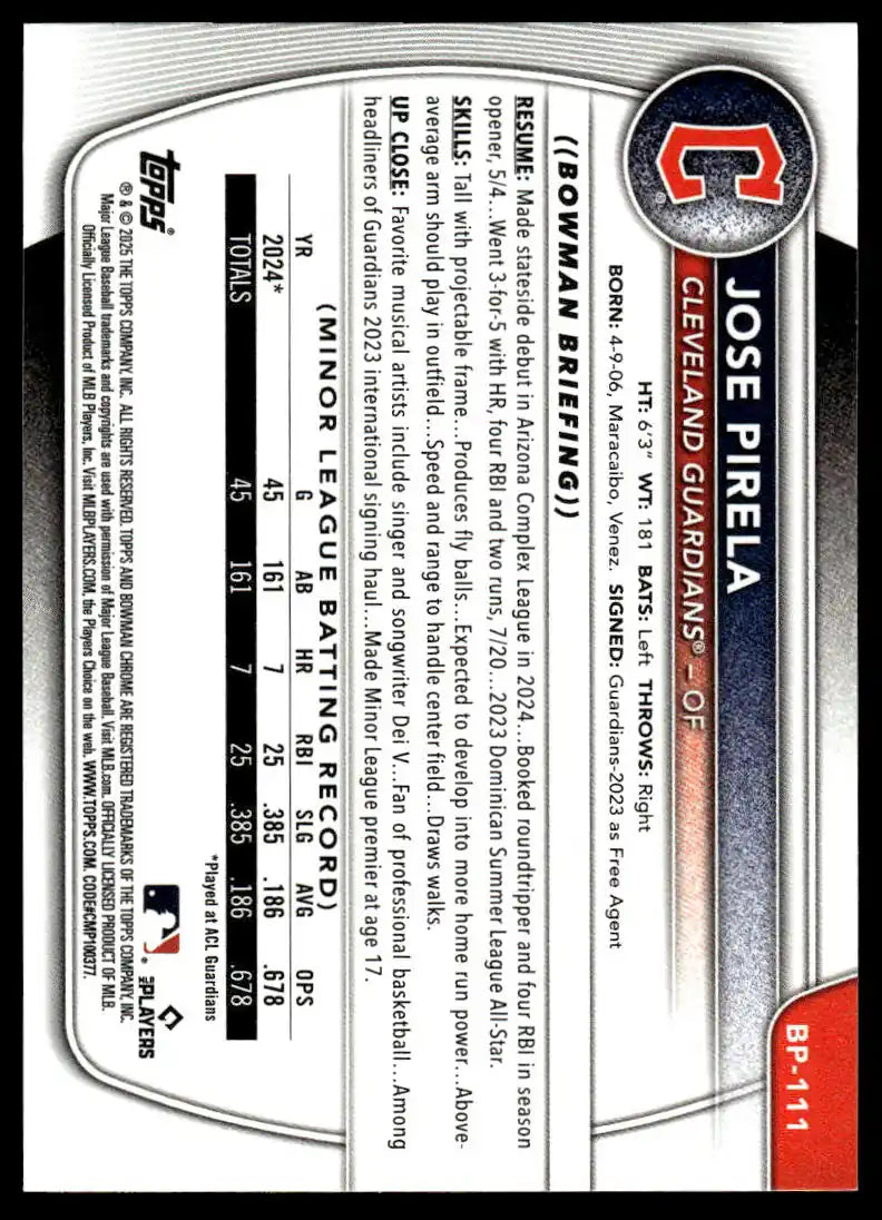 2025 Bowman - Jose Pirela Prospects - Baseball #BP-111