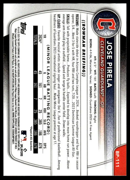 2025 Bowman - Jose Pirela Prospects - Baseball #BP-111