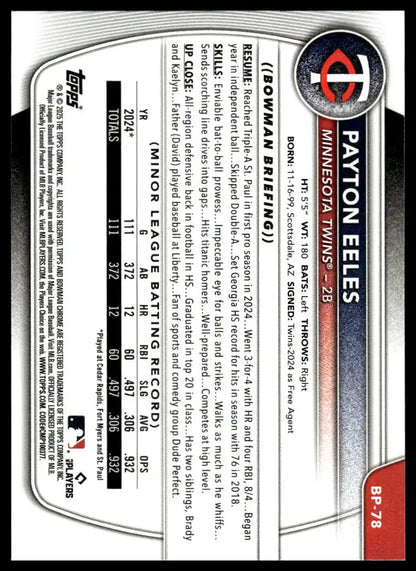 2025 Bowman - Payton Eeles Prospects - Baseball #BP-78