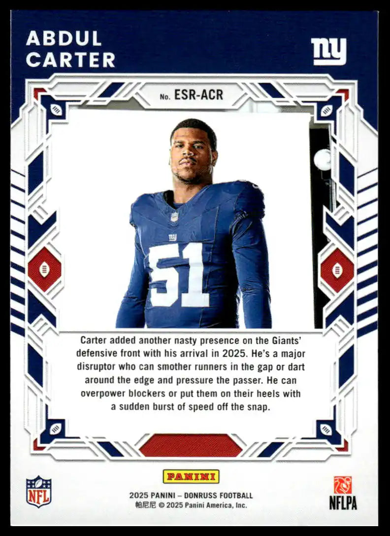 2025 Donruss - Abdul Carter The Elite Series Rookies - Football #ESR-ACR