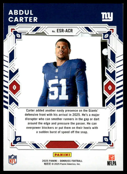 2025 Donruss - Abdul Carter The Elite Series Rookies - Football #ESR-ACR
