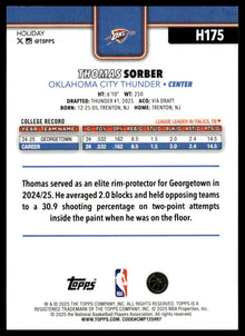 2025-26 Topps Holiday - Thomas Sorber - Basketball #H175