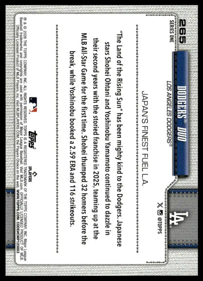 2026 Topps - Dodgers Duo - Baseball #265