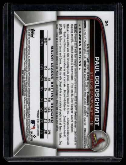 2023 Bowman Chrome - Paul Goldschmidt - Baseball #34