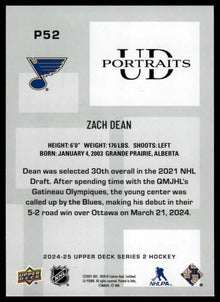 2024-25 Upper Deck - Zach Dean UD Portraits - Hockey #P52