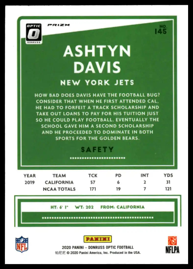 2020 Donruss Optic - Ashtyn Davis Blue Hyper - Football #145