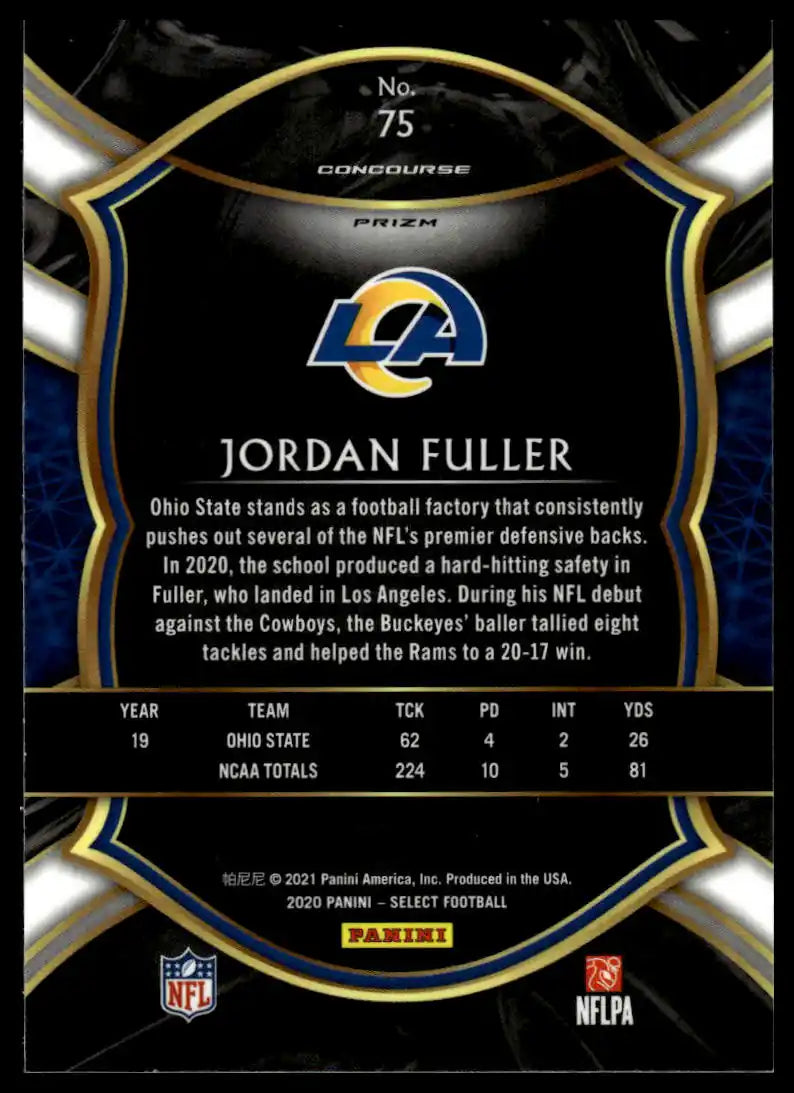 2020 Panini Select - Jordan Fuller Silver Prizm - Football #75