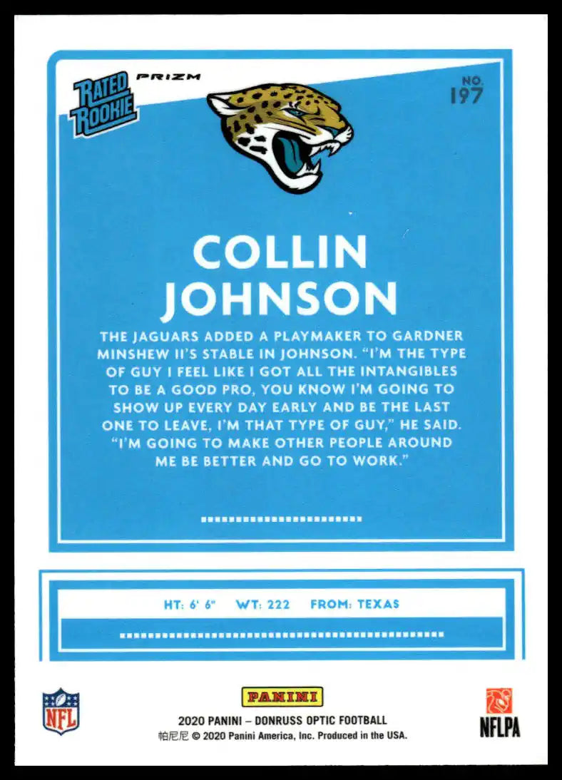 2020 Donruss Optic - Collin Johnson Blue Hyper - Football #197