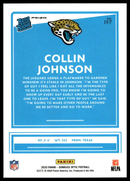 2020 Donruss Optic - Collin Johnson Blue Hyper - Football #197