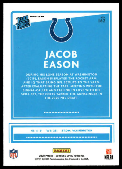 2020 Donruss Optic - Jacob Eason Blue Hyper - Football #162