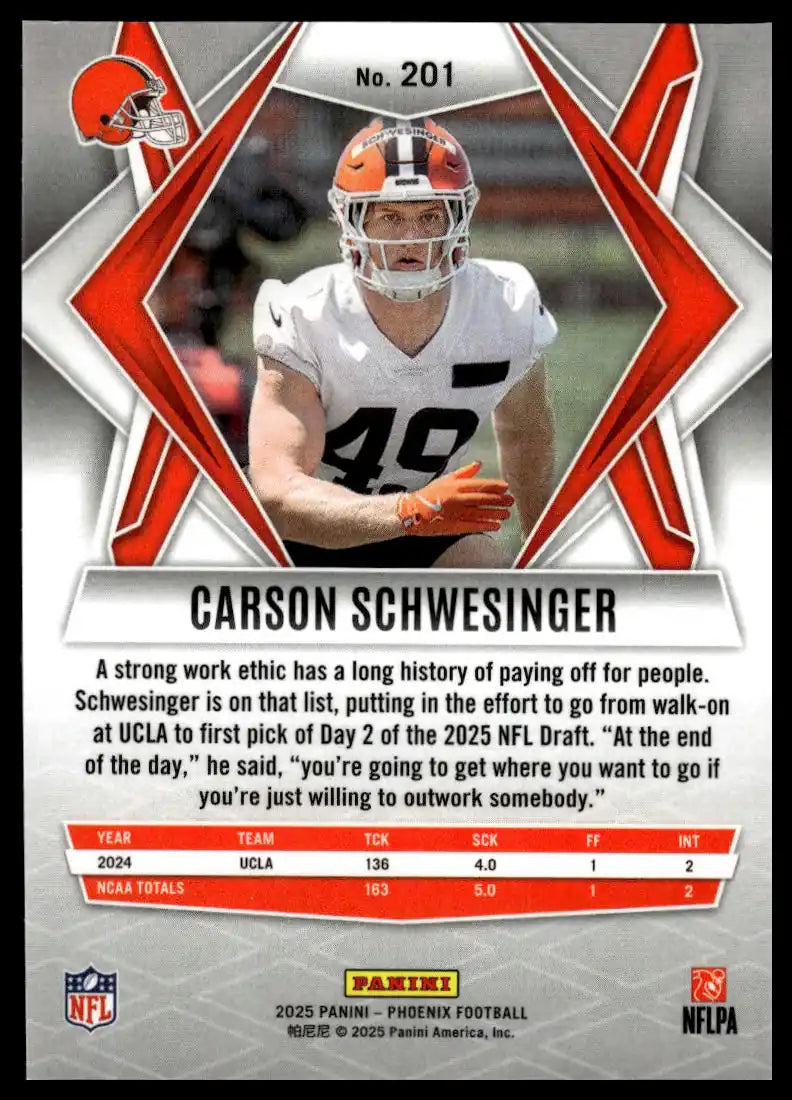 2025 Panini Phoenix - Carson Schwesinger - Football #201