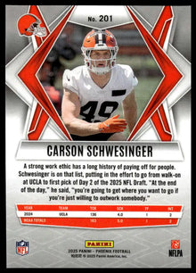 2025 Panini Phoenix - Carson Schwesinger - Football #201