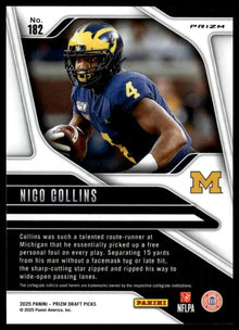 2025 Panini Prizm Draft Picks - Nico Collins Prizms Gold Ice - Football #182