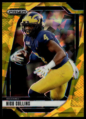 2025 Panini Prizm Draft Picks - Nico Collins Prizms Gold Ice - Football #182