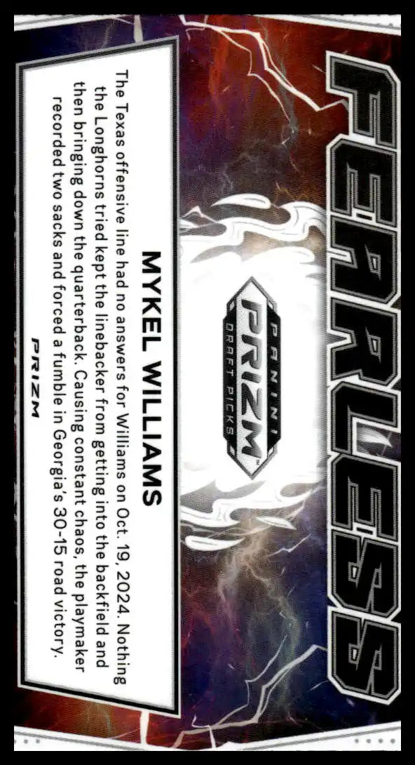 2025 Prizm Draft Picks - Mykel Williams Fearless Gold Ice - Football #F-MWS