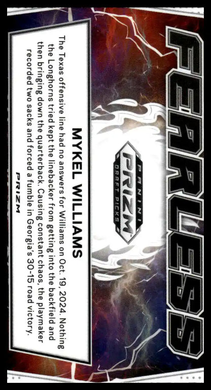 2025 Prizm Draft Picks - Mykel Williams Fearless Gold Ice - Football #F-MWS