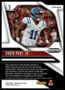 2025 Panini Prizm Draft Picks - Chris Paul Jr. Prizms Gold Ice - Football #2
