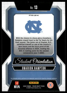 2025 Prizm Draft Picks - Omarion Hampton Student Orientation Gold Ice - #13