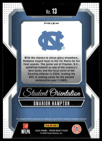 2025 Prizm Draft Picks - Omarion Hampton Student Orientation Gold Ice - #13