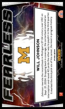 2025 Panini Prizm Draft Picks - Will Johnson Fearless Gold Ice - Football #F-WJN
