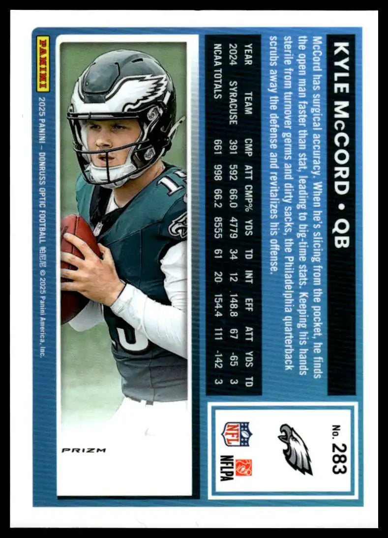 2025 Donruss Optic - Kyle McCord Purple Shock - Football #283