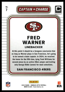 2025 Donruss Optic - Fred Warner Captain in Charge - Football #7