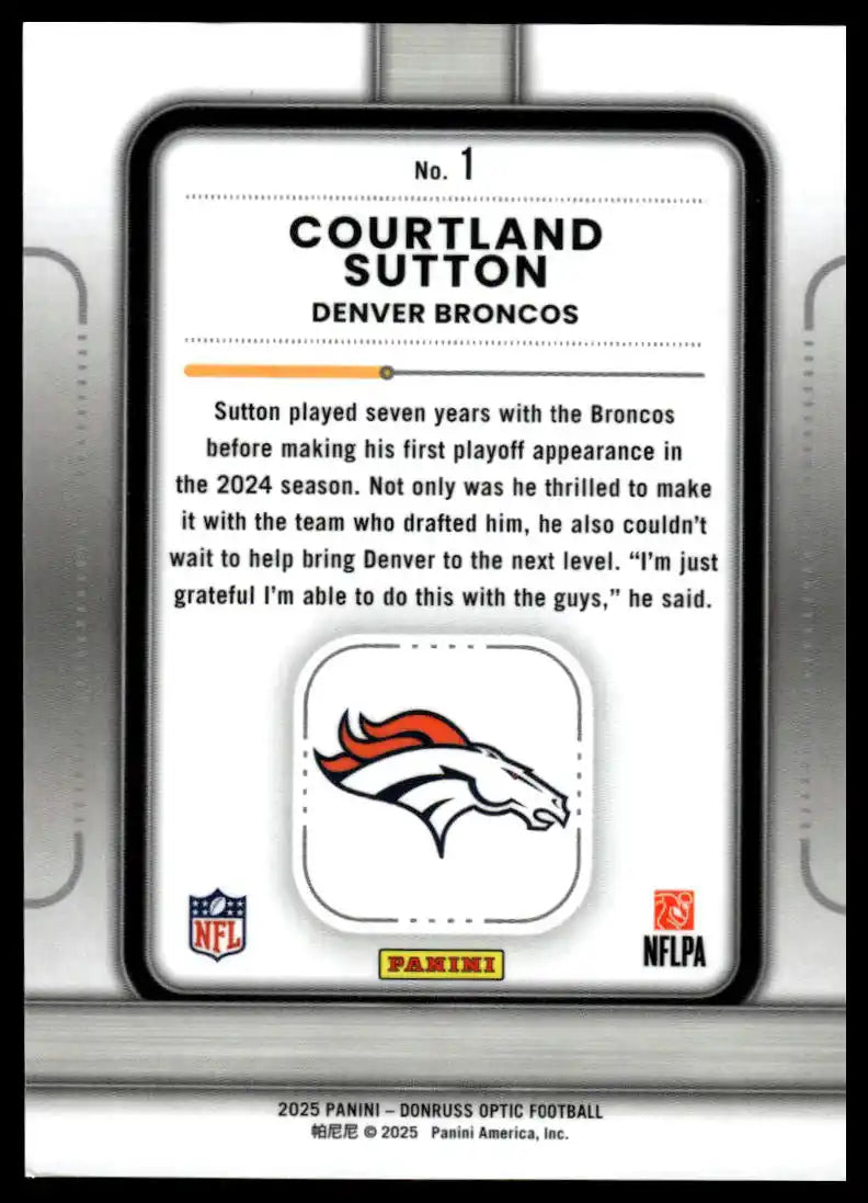 2025 Donruss Optic - Courtland Sutton Play Action - Football #1