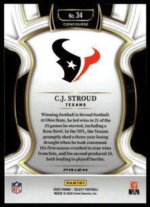 2025 Panini Select - C.J. Stroud Red and Blue Prizm Shock - Football #34