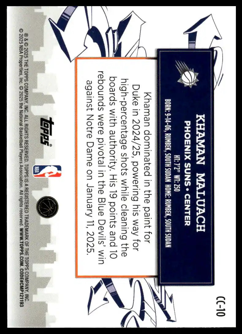 2025-26 Topps - Khaman Maluach Clutch City Prospects - Basketball #CC-10