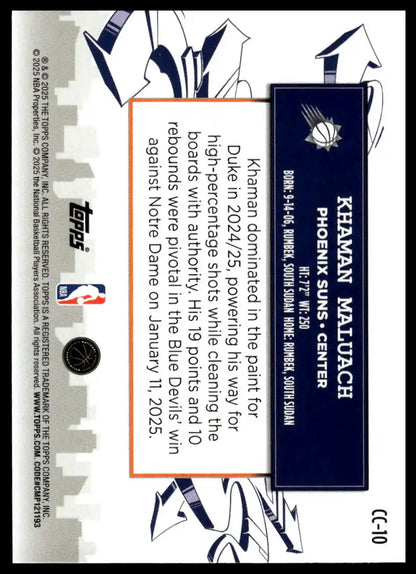 2025-26 Topps - Khaman Maluach Clutch City Prospects - Basketball #CC-10