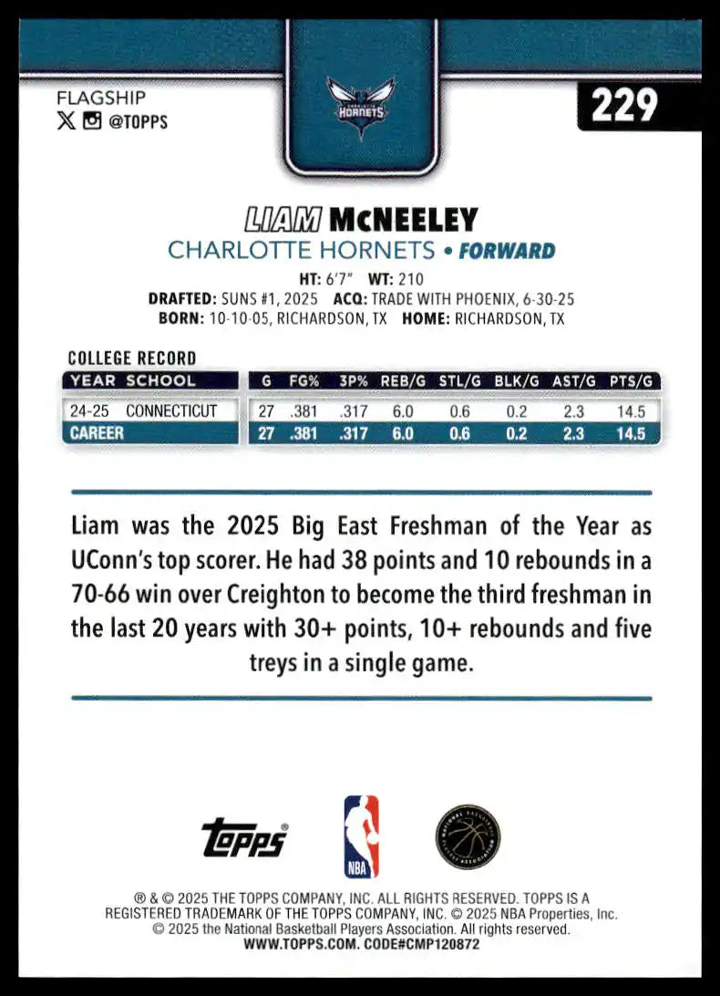 2025-26 Topps - Liam McNeeley - Basketball #229