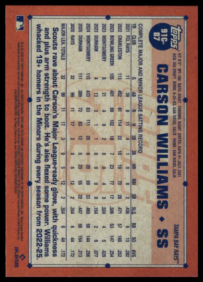 2026 Topps - Carson Williams Topps 35th Anniversary Chrome - Baseball #91C-87