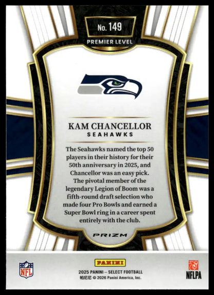 2025 Panini Select - Kam Chancellor Black and Green Prizm Shock - Football #149