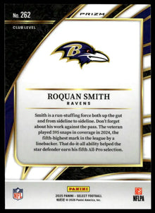 2025 Panini Select - Roquan Smith Black and Green Prizm Shock - Football #262