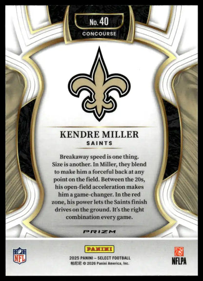 2025 Panini Select - Kendre Miller Black and Green Prizm Shock - Football #40