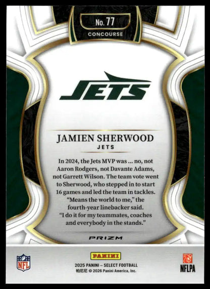 2025 Panini Select - Jamien Sherwood Silver Prizm - Football #77