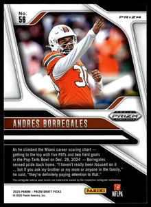 2025 Panini Prizm Draft Picks - Andres Borregales Prizms Gold Ice - Football #56