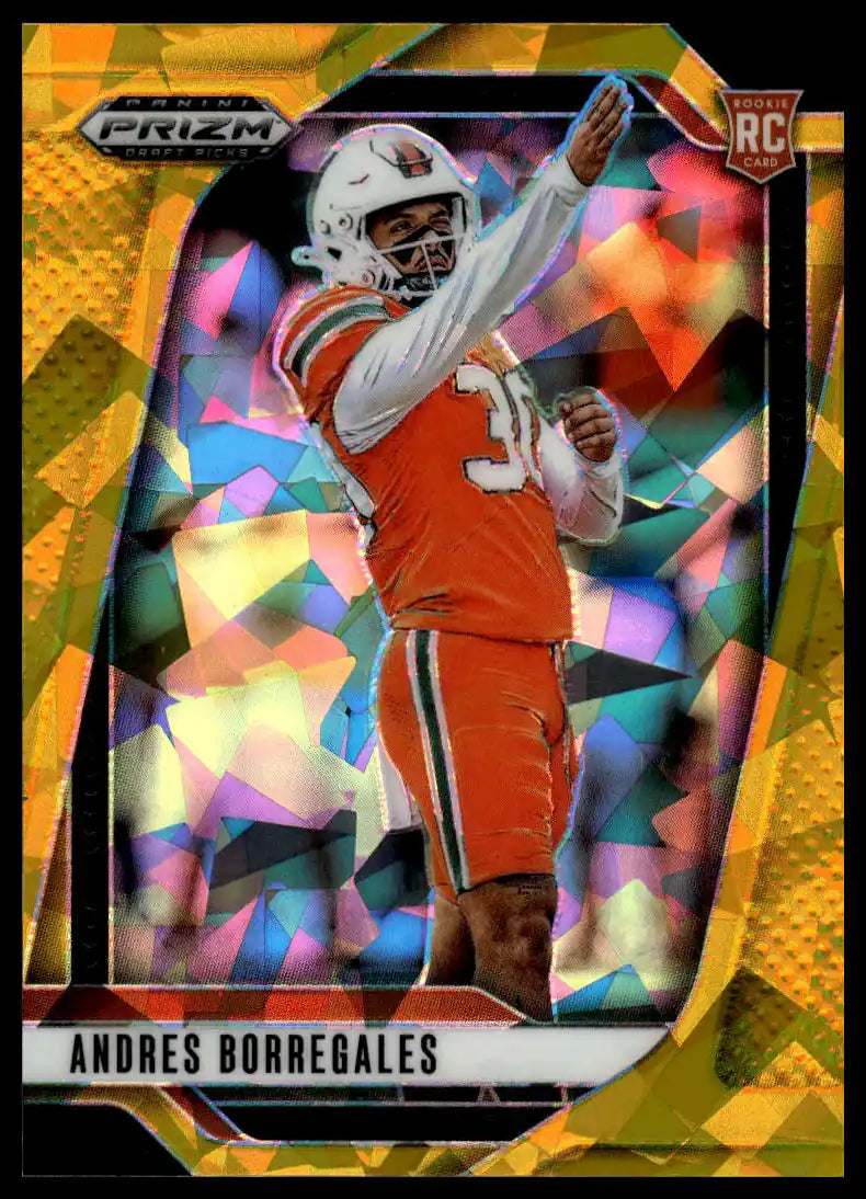 2025 Panini Prizm Draft Picks - Andres Borregales Prizms Gold Ice - Football #56