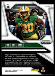 2025 Panini Prizm Draft Picks - Jordan James Prizms Gold Ice - Football #98