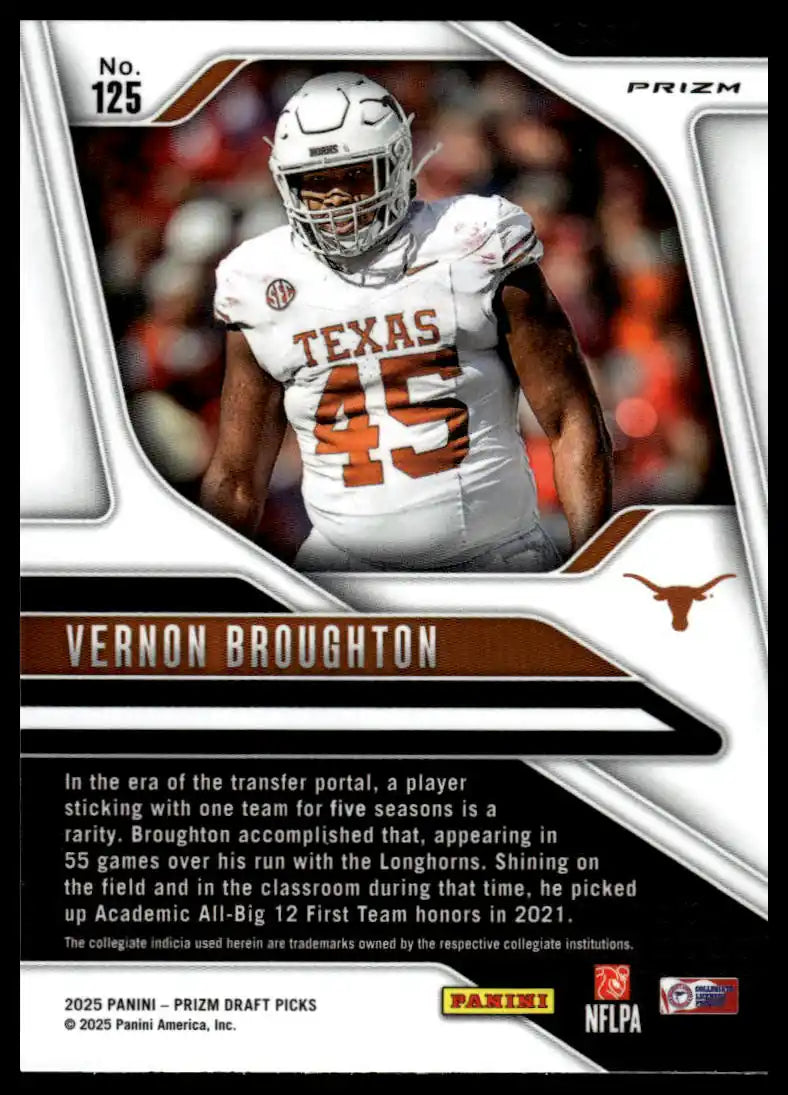 2025 Panini Prizm Draft Picks - Vernon Broughton Prizms Gold Ice - Football #125