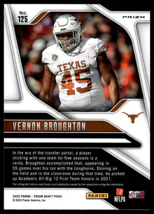 2025 Panini Prizm Draft Picks - Vernon Broughton Prizms Gold Ice - Football #125
