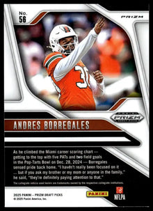 2025 Panini Prizm Draft Picks - Andres Borregales Prizms Gold Ice - Football #56
