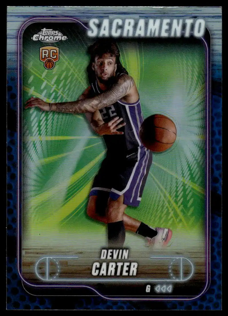 2024-25 Topps Chrome - Devin Carter Blue Basketball Refractor - Basketball #134