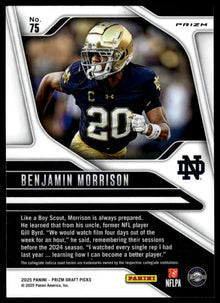 2025 Panini Prizm Draft Picks - Benjamin Morrison Prizms Silver - Football #75