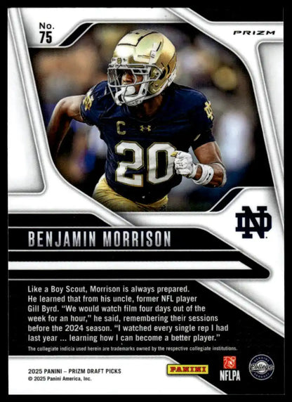 2025 Panini Prizm Draft Picks - Benjamin Morrison Prizms Silver - Football #75