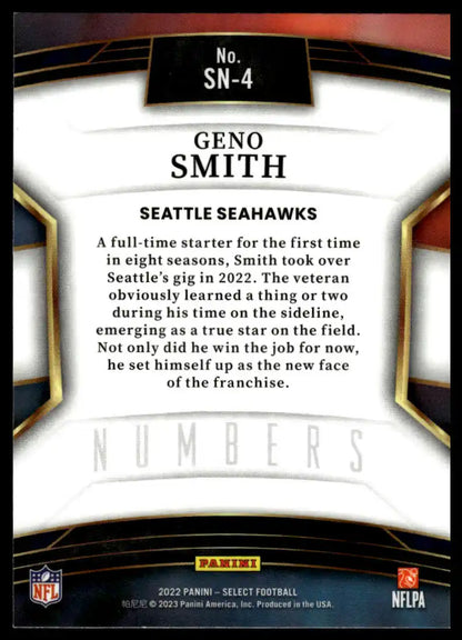 2022 Panini Select - Geno Smith Select Numbers - Football #SN-4