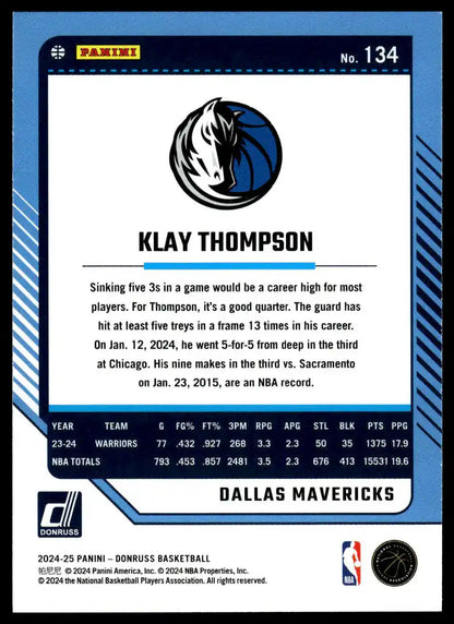 2024-25 Donruss - Klay Thompson Holo Green Laser - Basketball #134