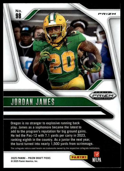 2025 Panini Prizm Draft Picks - Jordan James Prizms Gold Ice - Football #98