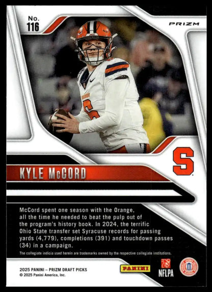 2025 Panini Prizm Draft Picks - Kyle McCord Prizms Gold Ice - Football #116