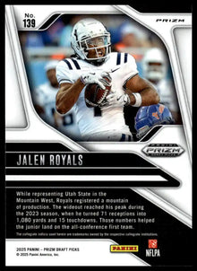 2025 Panini Prizm Draft Picks - Jalen Royals Prizms Gold Ice - Football #139